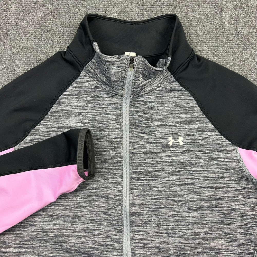 Under Armour Pullover Women LG Grey ColdGear 1/2 Zip Heathered 1298257 Fitted